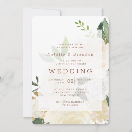 ファームハウスフレッシュ素朴秋ヴィンテージフレーム結婚ズ 招待状 (正面)