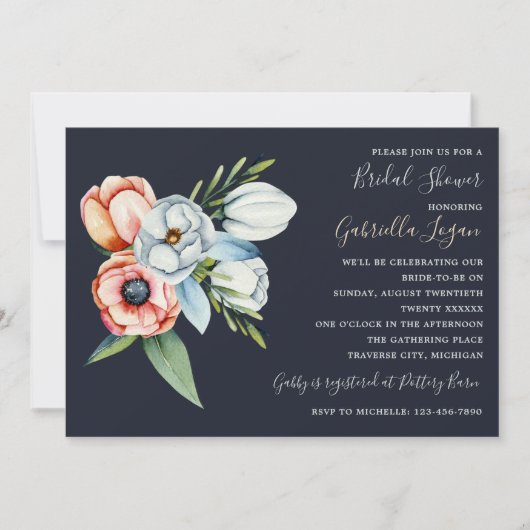 ファームハウスフローラアネモネグリーナリーブライダルシャワー 招待状 (正面)