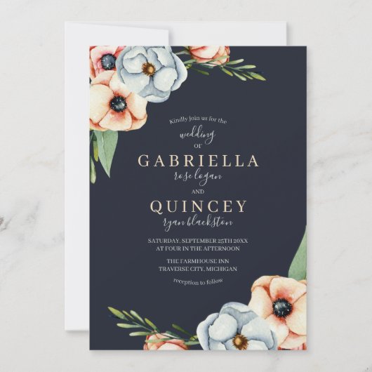 ファームハウスフローラアネモネグリーナリーリース結婚ズ 招待状 (正面)