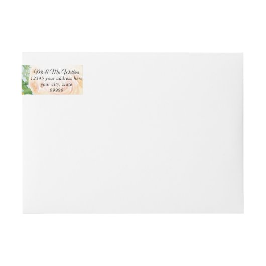 ファームハウスフローラスカイブルー赤面nイエローローズ ラップアラウンドラベル (正面)