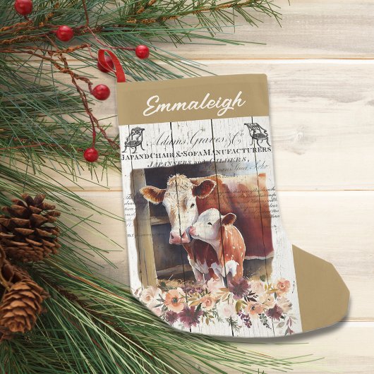 ファームハウスフローラヘレフォードフュズクリスマスストッキング スモールクリスマスストッキング