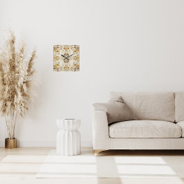 ファームハウスフローラルパターン スクエア壁時計