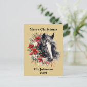 ファームハウスブラッククリスマスホースリースポインセチア シーズンポストカード (スタンド正面)