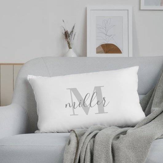 ファームハウスブラックバッファロープレイドファミリーネームモノグラム ランバークッション