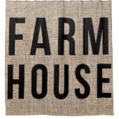 ファームハウスブラックレタリングバ素朴ーラップサッキング シャワーカーテン (正面)