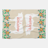 ファームハウスブルカウシルエット&カントリーフラワー キッチンタオル (横)