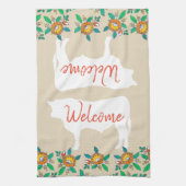 ファームハウスブルカウシルエット&カントリーフラワー キッチンタオル (縦)