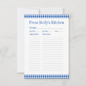 ファームハウスブルーアンドホワイトギンガムプレイドレシピ ノートカード (正面)