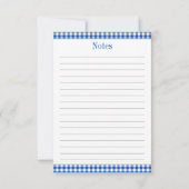 ファームハウスブルーアンドホワイトギンガムプレイドレシピ ノートカード (裏面)