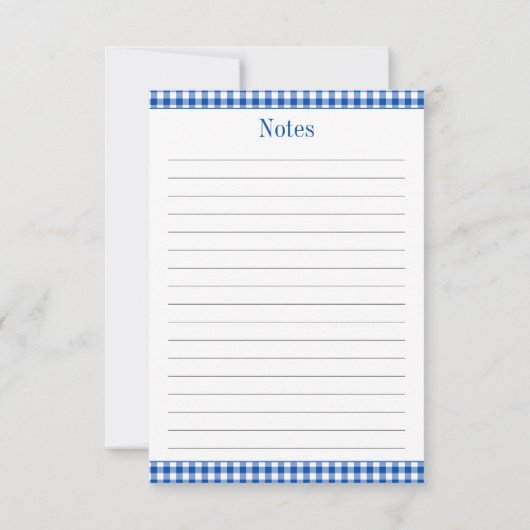 ファームハウスブルーアンドホワイトギンガムプレイドレシピ ノートカード (裏面)