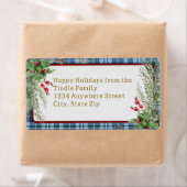 ファームハウスブルーギンガムホリークリスマスリターン ラベル (インサイチュ)