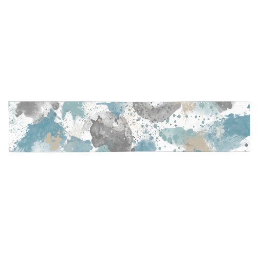 ファームハウスブルーグレーパレット（ばちゃばちゃ）跳ねる ショートテーブルランナー (横)