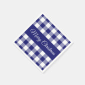 ファームハウスブルーチェックメリークリスマス スタンダードカクテルナプキン (角)