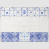 ファームハウスブルー色彩の鮮やかホワイトタイルウッドデクページ 薄葉紙 (正面)