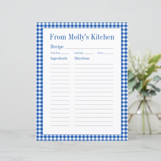 ファームハウスブルー&ホワイトギンガムプレイドレシピページ (スタンド正面)