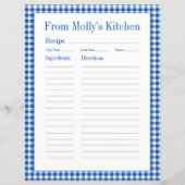 ファームハウスブルー&ホワイトギンガムプレイドレシピページ (正面)
