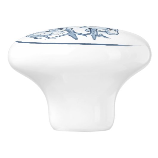 ファームハウスブルー&ホワイトチキンヘンヒックスデルフト セラミックノブ (側面)
