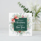 ファームハウスプレイドチェックウィンターリースクリスマス シーズンカード (スタンド正面)