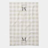 ファームハウスプレイドモノグラム&名前 キッチンタオル (縦)