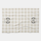 ファームハウスプレイドローレルモノグラム&名前 キッチンタオル (横)