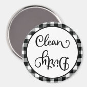 ファームハウスプレイド白黒クリーンダーティ食洗機 マグネット (正面/裏面)
