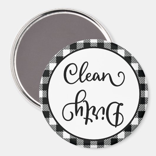 ファームハウスプレイド白黒クリーンダーティ食洗機 マグネット (正面/裏面)