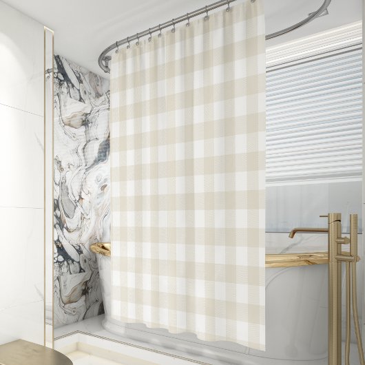 ファームハウスベージュバッファローチェックプライ素朴ド シャワーカーテン