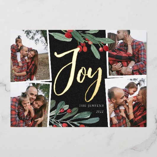 ファームハウスホリー |写真数々ののクリスマス 箔シーズンカード (正面)