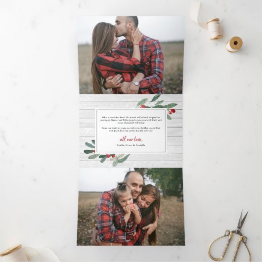 ファームハウスホリー |写真数々の 三つ折りクリスマスカード (内部)