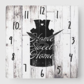 ファームハウスホワイトウッド素朴ミルクジュホームスウィート スクエア壁時計 (正面)