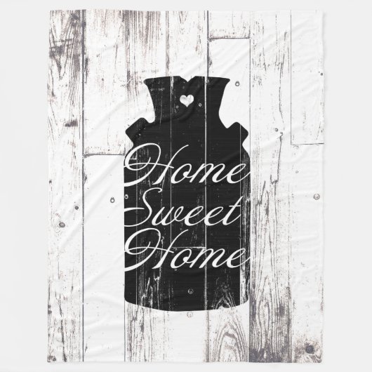 ファームハウスホワイトウッド素朴ミルクジュホームスウィート フリースブランケット (正面)