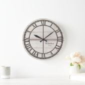 ファームハウスホワイトシープラップウッドフ素朴ァミリ名 ラージ壁時計 (ホーム)