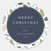 ファームハウスボタニカルパターンホリデー ラウンドシール (正面)