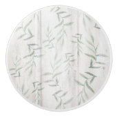 ファームハウスボタニカルホワイトウッド素朴葉ズ セラミックノブ (正面)