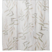 ファームハウスボタニカルホワイトウッド素朴赤面葉 シャワーカーテン (正面)