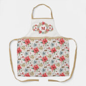 ファームハウスポインセチアクリスマスモノグラムホリデイ エプロン (正面)