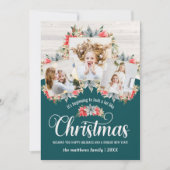 ファームハウスポインセチアティール（緑がかった色）&ウッド3フォトコラージュ シーズンカード (正面)