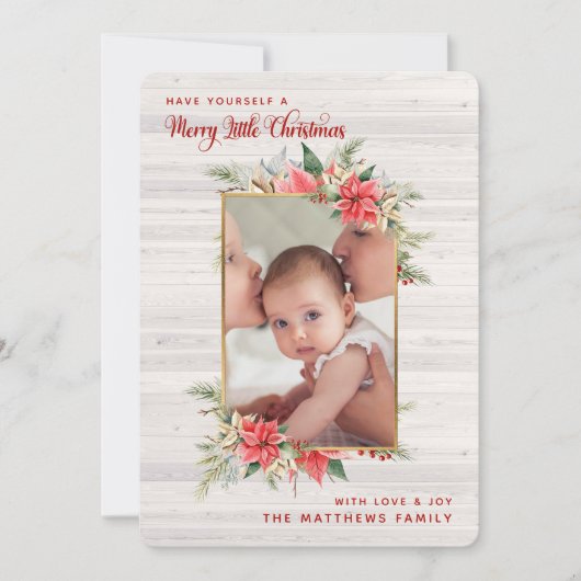 ファームハウスポインセチアメリーリトルクリスマスフォト シーズンカード (正面)