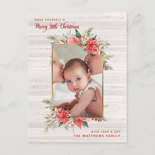 ファームハウスポインセチアメリーリトルクリスマスフォト シーズンポストカード (正面)