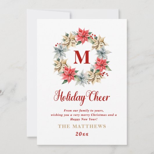 ファームハウスポインセチアリースwithレターモノグラム シーズンカード (正面)