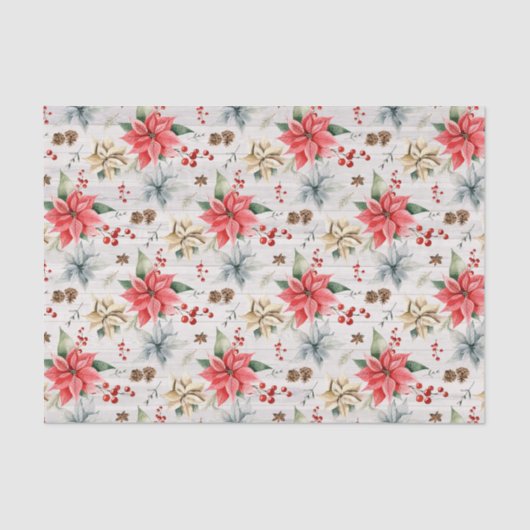 ファームハウスポインセチア木材&冬葉 薄葉紙 (正面)