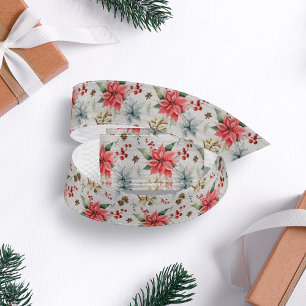 ファームハウスポインセチア木製素朴クリスマス グログランリボン