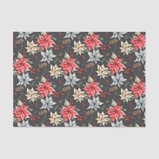 ファームハウスポインセチア水彩冬の葉 薄葉紙 (正面)