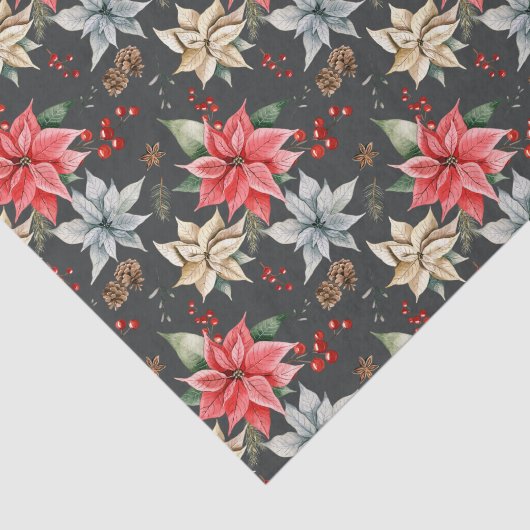 ファームハウスポインセチア水彩冬の葉 薄葉紙 (詳細)