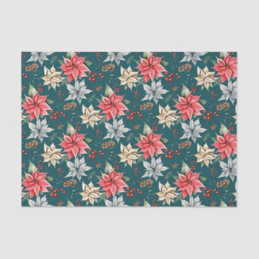 ファームハウスポインセチア水彩冬の葉 薄葉紙 (正面)