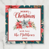 ファームハウスポインセチア素朴クリスマスギフトタグ フェイバータグ (正面)