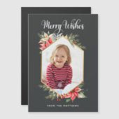 ファームハウスポインセチア素朴クリスマスフォトカード (正面/裏面)