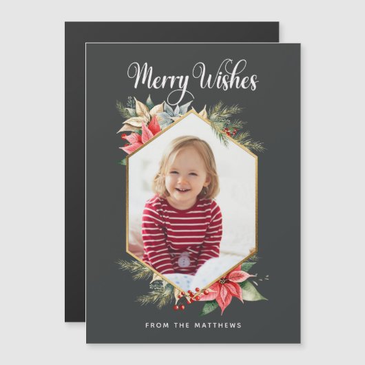 ファームハウスポインセチア素朴クリスマスフォトカード (正面/裏面)