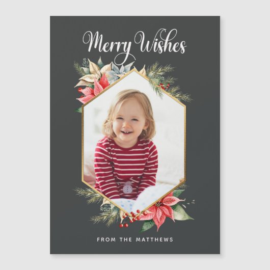 ファームハウスポインセチア素朴クリスマスフォトカード (正面)