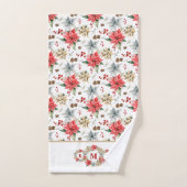 ファームハウスポインセチア素朴クリスマスモノグラムの バスタオルセット (ハンドタオル)